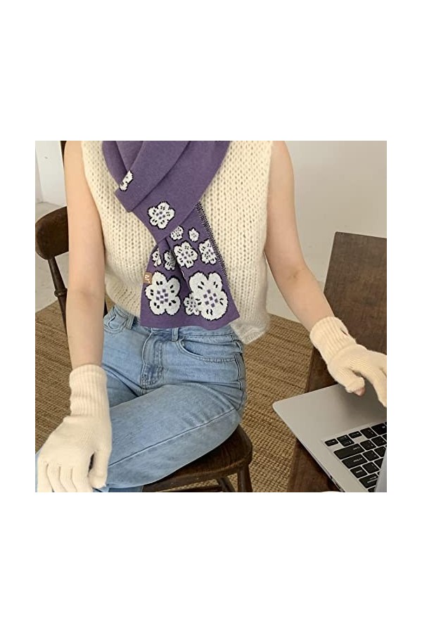 Bysonglezai Foulard Femme Echarpe Écharpe Châle Homme Foulards Style Coréen Mode Fleuret Écharpe pour Femmes Chaud Tricoté Éc