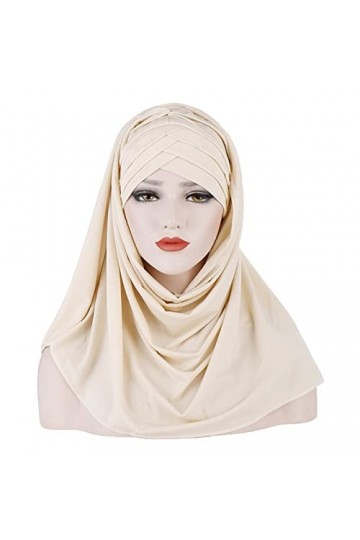 DABOURANG Hijab pour Femme Soild Couleur Lait Foulard en Soie Hijab for Les Femmes Musulmanes Stretch Jersey Foulard Femme Tê