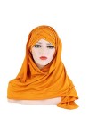 XTYPE Hijab Longue écharpe Foulard en Coton Musulman uni Hijabs avec châles et enveloppes de Perles Femme Musulman Hijab prêt