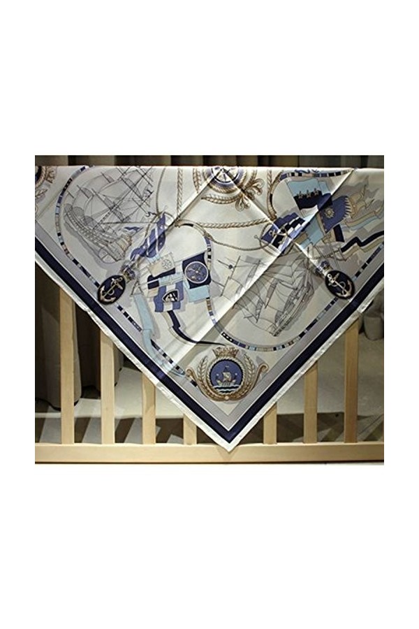 ZAPP Filles & Fils Paris Silk Run – Bleu Hippocampe Foulard carré en 100% soie imprimé 90 cm* 90 cm, taille: L 