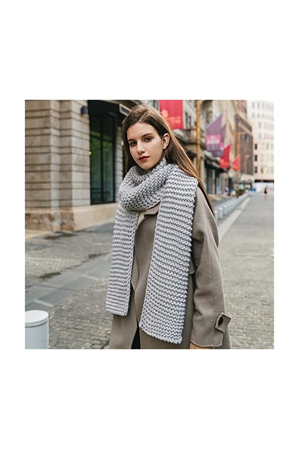 Couleur solide épaisse écharpe femelle automne et hiver épaisseur écharpe tricotée foulards faits à la main Color : C3, Size