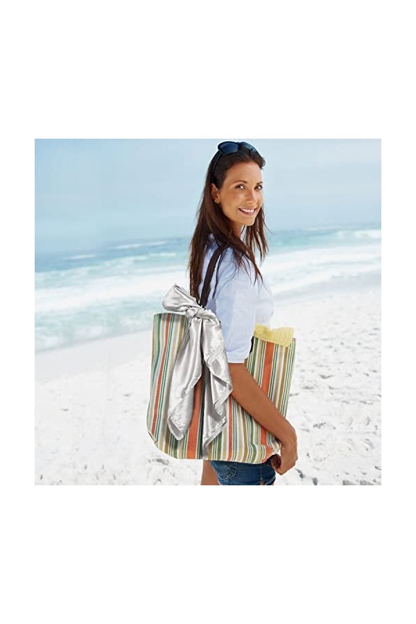 VOZABU Lot de 4 foulards en satin de 89 cm pour cheveux - Grand carré - Soyeux - Pour femme, Gris, gris foncé, camel, gris ar