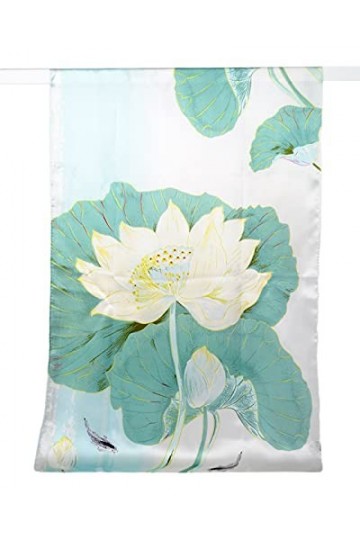 MayTree Foulard en soie coloré pour femme 100 % soie de mûrier Lotus 55 x 175 cm