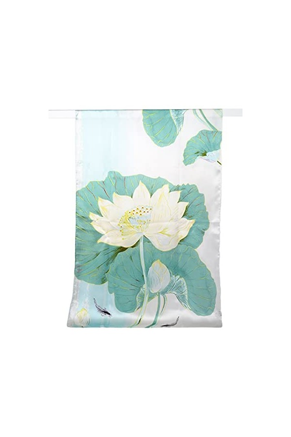 MayTree Foulard en soie coloré pour femme 100 % soie de mûrier Lotus 55 x 175 cm