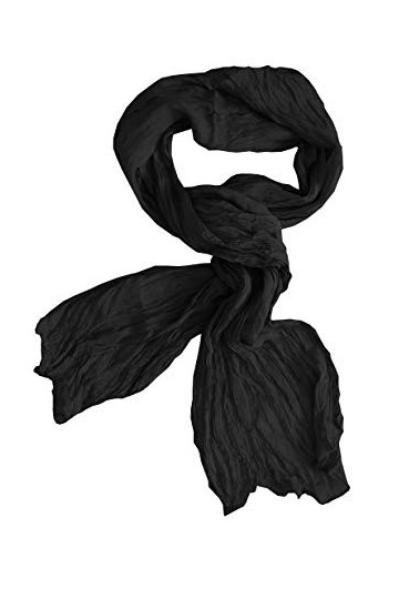 Posh Gear Femme Homme Écharpe Foulard wrinkle scarf, Noir 100% soie