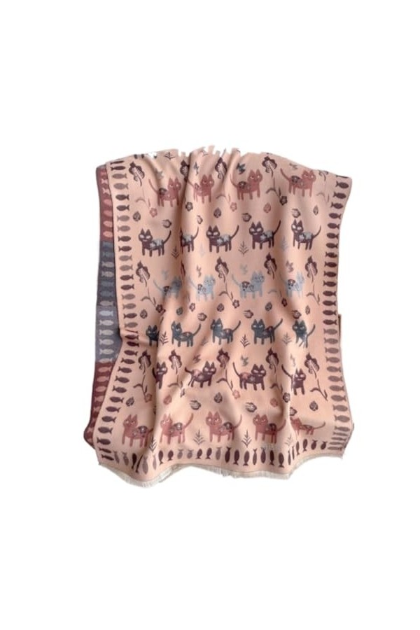 HALAHAI Écharpe Etole Foulard Echarpe Écharpe Dhiver À Motif De Chat, Châle En Imitation Cachemire, Écharpe Chaude Et Sauvag