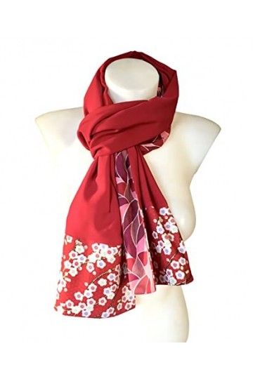 Foulard original/foulard patchwork/Echarpe Bohème chic/Foulard tissu Japonais/Foulard bohème chic/Chèche/Camaïeu de rouges