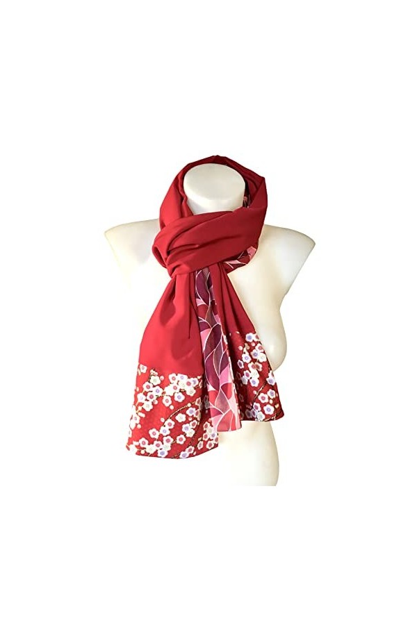 Foulard original/foulard patchwork/Echarpe Bohème chic/Foulard tissu Japonais/Foulard bohème chic/Chèche/Camaïeu de rouges