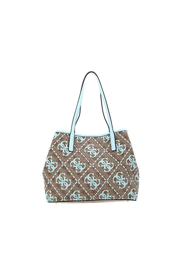 Guess Vikky Large Tote, Sac a Main Womens, Latte Logo/Ice Blue, Taille Unique