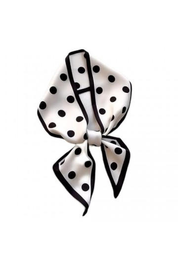 PacuM Écharpe en soie dété, bureau de mode petit cheveux cravate cou Hijabs femmes à pois châles bandeau écharpes écharpes F