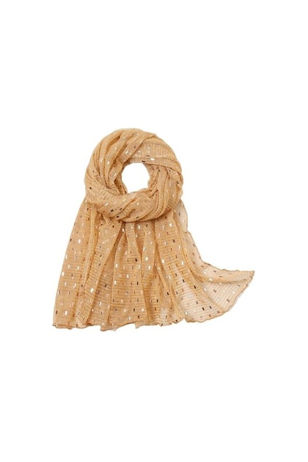 SYT-MD Echarpe Femme, Écharpe à paillettes for femme, foulard de mariage à travers le Hijab doré, Turban métallique léger ave