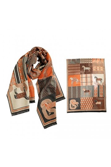 Écharpe Etole Foulard Echarpe Imitation dhiver de luxe écharpe écharpe de cheval de guerre rétro foulards hommes et femmes f