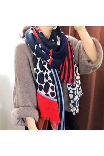 NYKK Châle Écharpe de Coton for Femmes Hiver Foulards Chauds Foulards Polka Dot Imprimer Mode Pashmina Châles Écharpes Foular