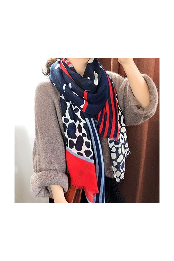 NYKK Châle Écharpe de Coton for Femmes Hiver Foulards Chauds Foulards Polka Dot Imprimer Mode Pashmina Châles Écharpes Foular