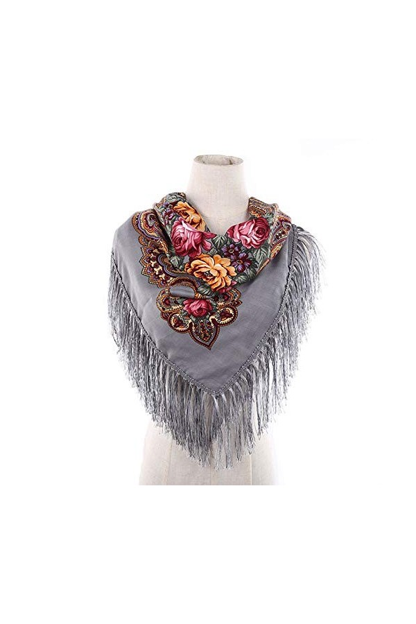 Echarpe Echarpe Foulards et châles - Russian Style National Square Square Square Châle Coton Fenêtrée Foulard Frangée Écharpe
