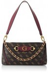 GUESS Izzy Top Zip Shoulder Bag Brown Logo/Merlot