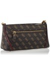 GUESS Izzy Top Zip Shoulder Bag Brown Logo/Merlot