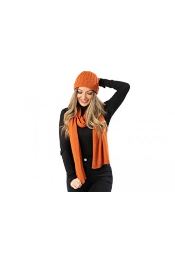 House of Conti Firenze Cachemire Cachemire mélange Foulard Orange, Taille unique - Fabriqué en Italie