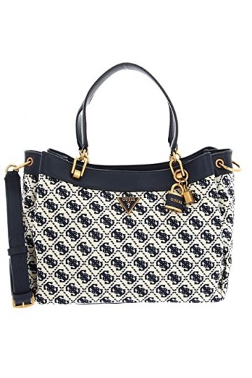 GUESS Shemara Girlfriend Carryall Hobo Bag L Navy Logo