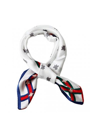 TYXL Foulard de Soie Femme, Foulard Femme Foulard Carré en Soie Petit Foulard en Soie Unisexe Petit Foulard Mode Blanc avec C