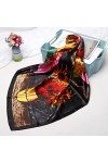 XKUN Foulard Foulard À Cheveux Floral À La Mode pour Femmes Kerchief Soie Satin Satin Hijab Écharpes 90 * 90Cm Carré Bandeau 