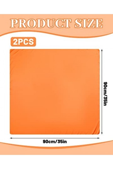Lot de 2 grandes écharpes carrées orange pour costume dHalloween - Foulard fin pour homme et femme - 88,9 x 89,9 cm, Orange,