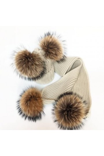 LvSenLin Femmes Écharpe d’hiverfourrure Pompon Foulards Épais Bandeau Chaud Châles Dames Enveloppes Couverture Ensemble Foula