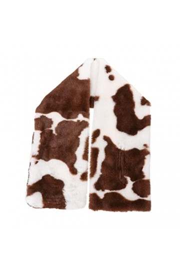 Vduck 1pc Écharpe à imprimé vache Foulard à cravate croisée moelleuse Cache-cou de Noël Écharpe à imprimés de vache Écharpes 