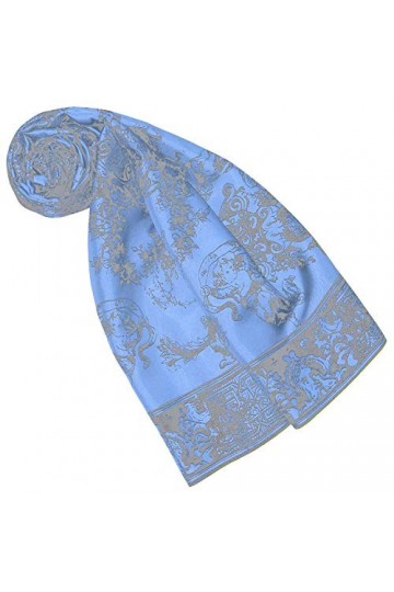 Lorenzo Cana Foulard pour femme 100% soie multicolore 90 x 90 cm, Baroque bleu clair/gris, Taille Unique