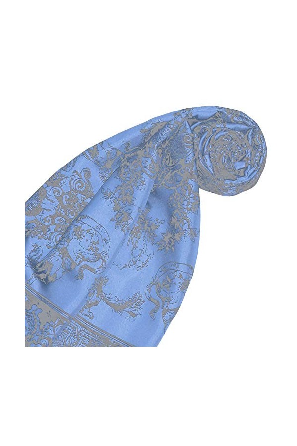 Lorenzo Cana Foulard pour femme 100% soie multicolore 90 x 90 cm, Baroque bleu clair/gris, Taille Unique