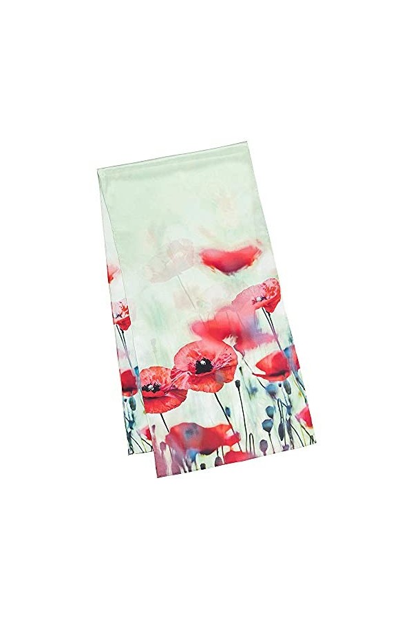 VON LILIENFELD® Foulard Soie Femme Motif Écharpe Cache-Nez Floral Coquelicots