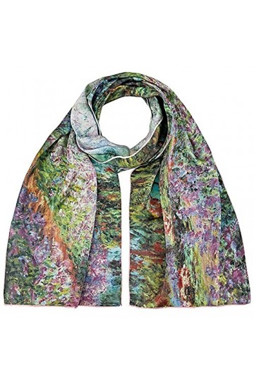 VON LILIENFELD® Foulard Soie Claude Monet : Le Jardin Femme Écharpe Cache-Nez Art Fleur