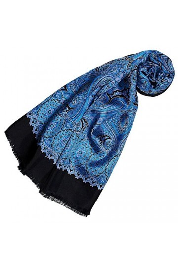 LORENZO CANA Foulard de 50% soie et 50% laine pour la femme – écharpe réversible avec les mesures de 30 x 160 cm - attrayant 