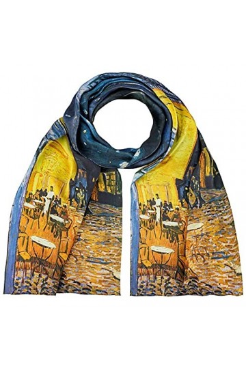 von Lilienfeld® Foulard Soie Vincent van Gogh : Le café de nuit Femme Écharpe Art Cache-Nez