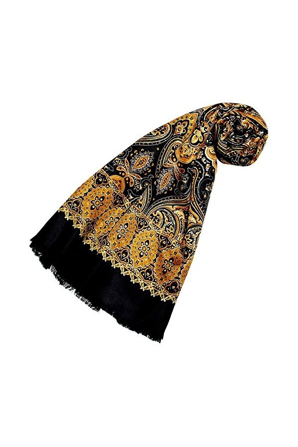 LORENZO CANA Foulard de 50% soie et 50% laine pour la femme – écharpe réversible avec les mesures de 30 x 160 cm - attrayant 
