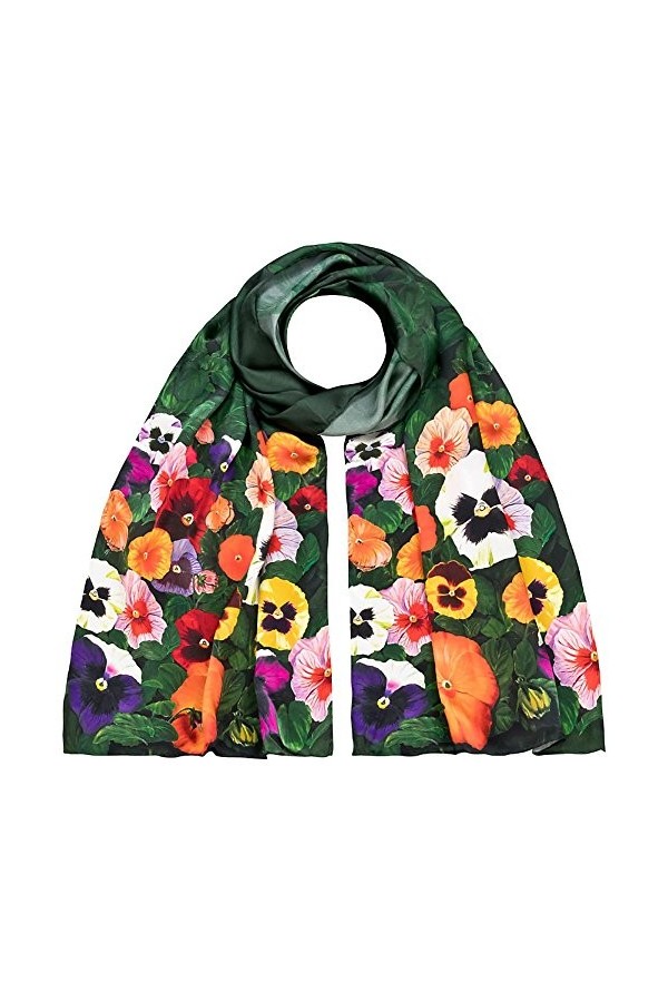 VON LILIENFELD® Foulard Soie Pensées Femme Fleur Écharpe Cache-Nez