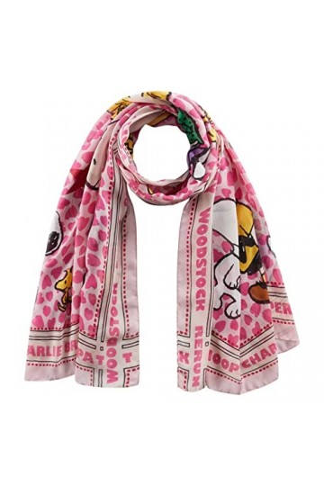 Codello Écharpe Peanuts pour femme avec Snoopy & Co. En polyester recyclé, Rose moyen, taille unique