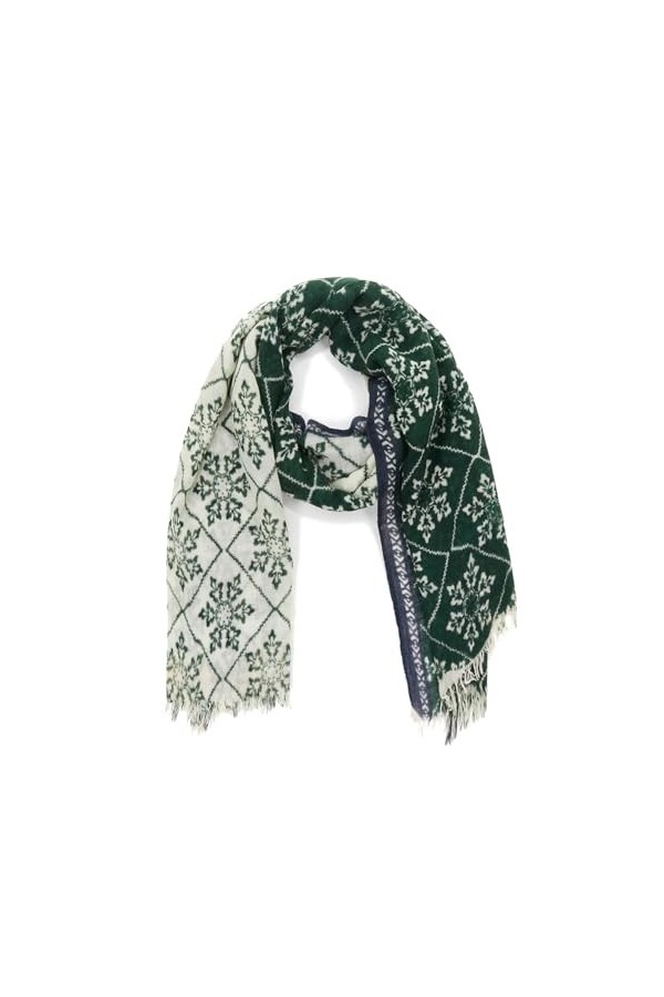 Abbacino Foulard femme en laine avec motif géométrique, vert, Taille Unique