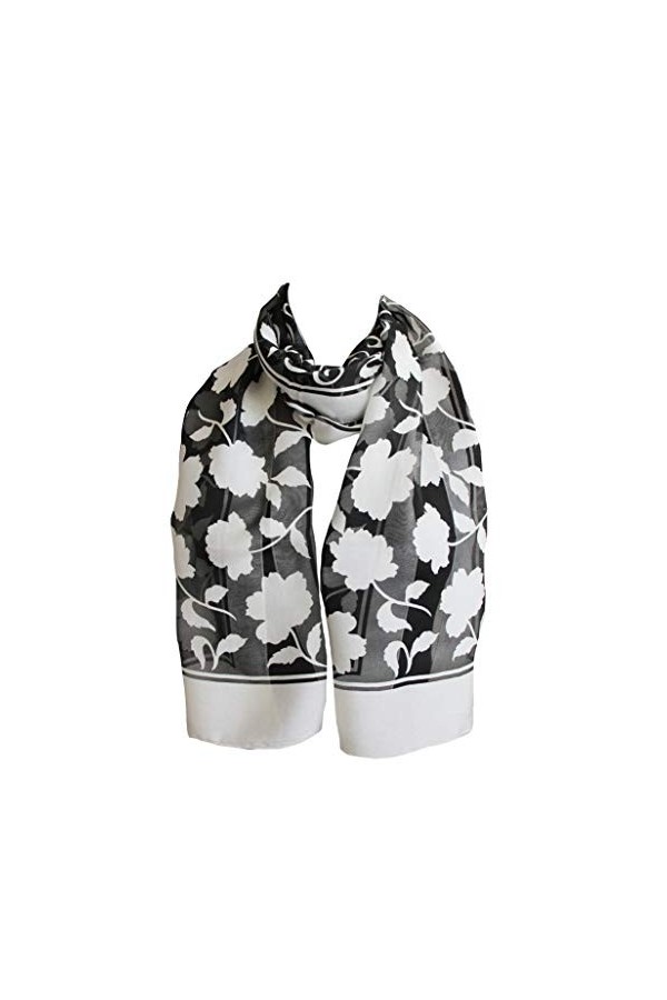 tessago - Foulard - Femme Blanc noir Taille unique