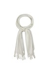 LES POULETTES - Echarpe 100% Lin Blanche Bordure Lurex Brillante - Gris argent