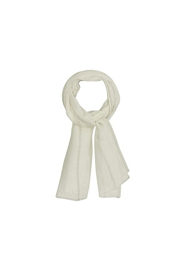 LES POULETTES - Echarpe 100% Lin Rayures Lurex - Beige clair