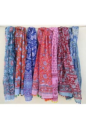 Pario 0250 Lot de 5 étoles en coton pour femme Motif bloc de main