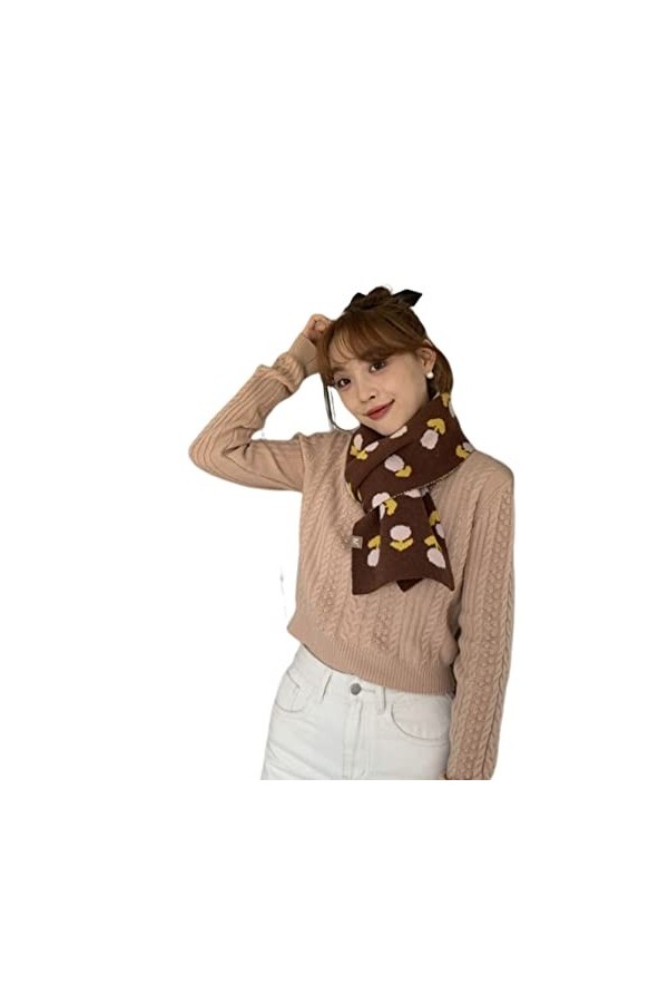 Bysonglezai Foulard Femme Echarpe Homme Châle Mode Tulipe Écharpe pour Femmes Hiver Chaud Tricoté Écharpes Maigre Cravate Ban