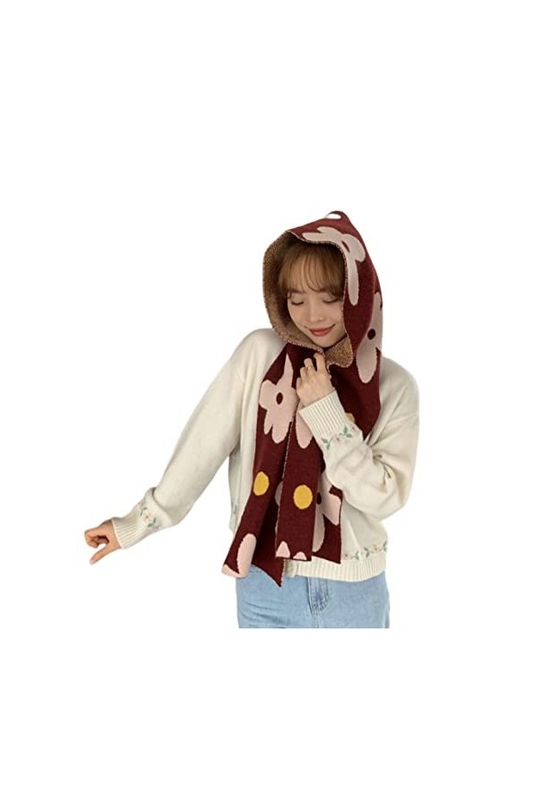 Bysonglezai Foulard Femme Echarpe Homme Châle Style Coréen Mode Grande Fleur Écharpe pour Femmes Chaud Vague Point Tricoté Éc