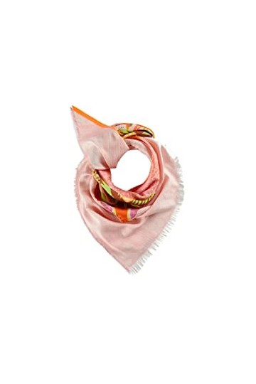 Foulard triangulaire avec imprimé animal patché en coton organique, Orange, taille unique