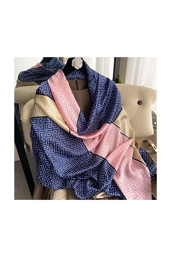 XKUN Foulard Nouvelle Arrivée Femmes Écharpe De Luxe Écharpe Femmes Rétro Écharpe en Soie Imprimé Écharpes Écharpe Longue Éch