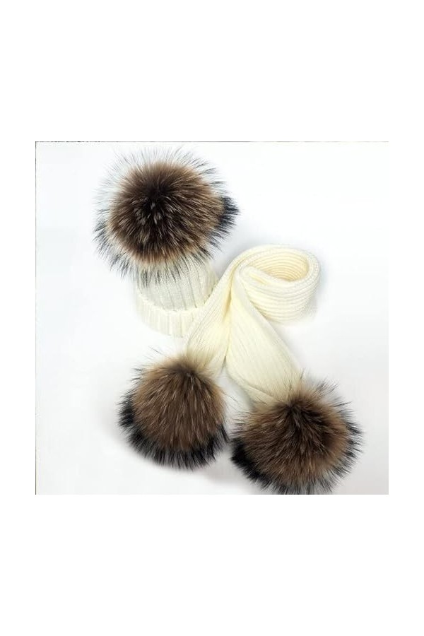 LvSenLin Femmes Écharpe d’hiverfourrure Pompon Foulards Épais Bandeau Chaud Châles Dames Enveloppes Couverture Ensemble Foula