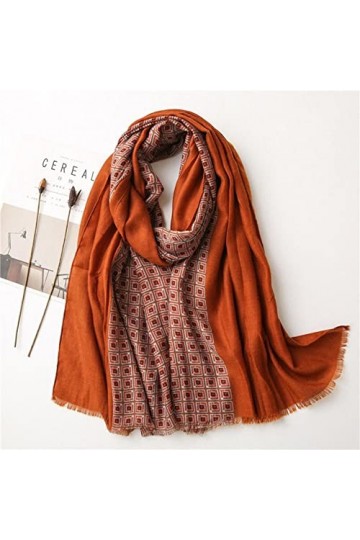 ROBAUN Littéraire et Artistique Petit Floral Coton et Lin Foulards Femmes Sensation Confortable Foulards de Plage Châle Foula