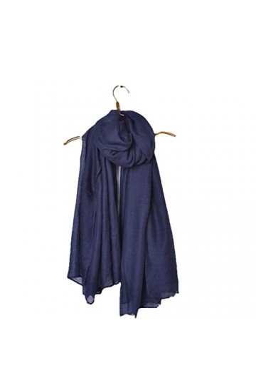 XKUN Foulard Foulards De Couleur Unie pour Dames Head Wrap Grand Taille Écharpe Écharpe Hijab Écharpe Femmes Turban-Black Blu