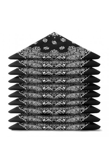 Lot de bandanas 100% Coton paisley foulard fichu - Noir - Lot de 20 identiques